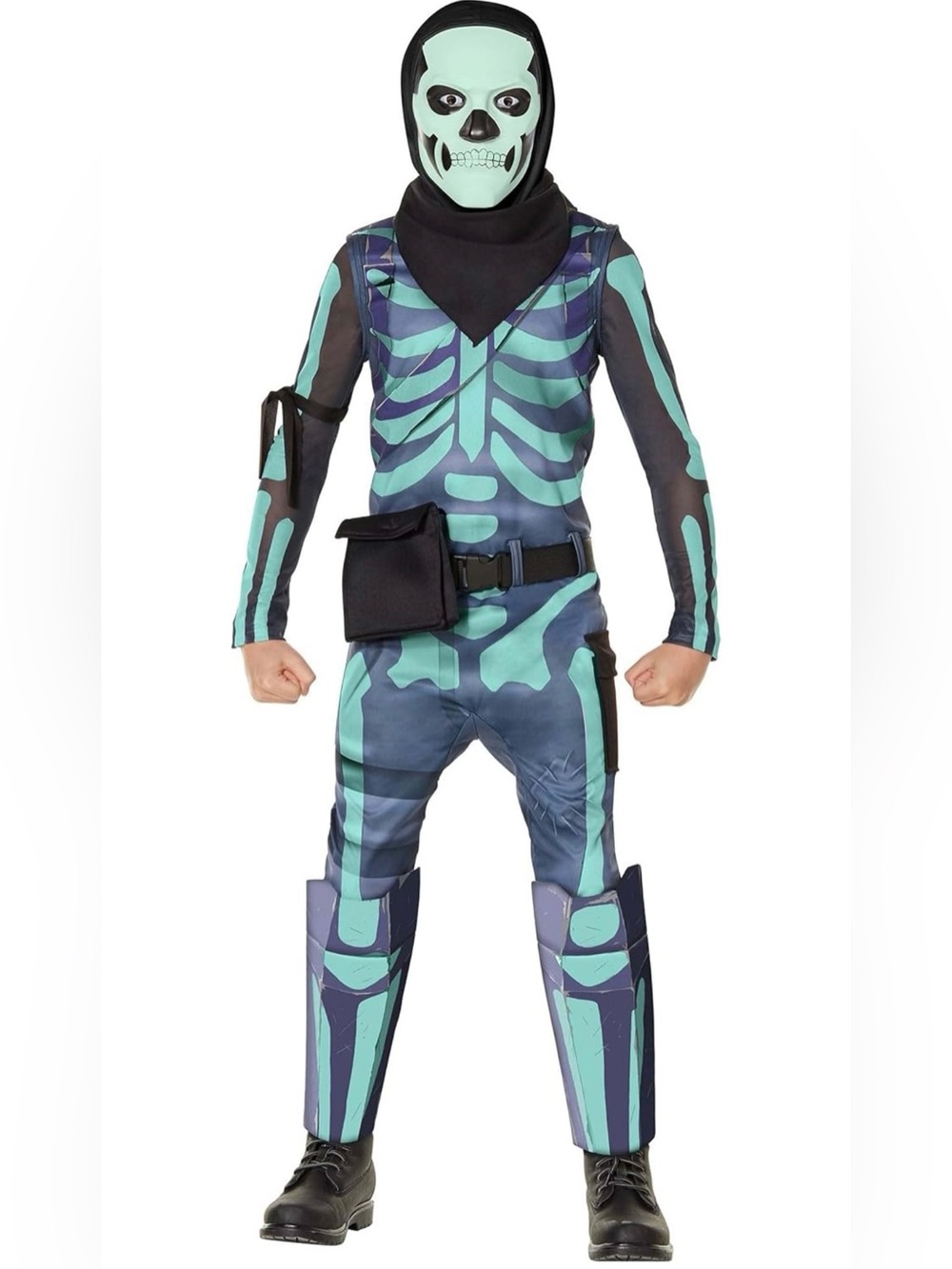 Fortnite Green Skull Trooper Kids Costume - Kids Halloween Costume